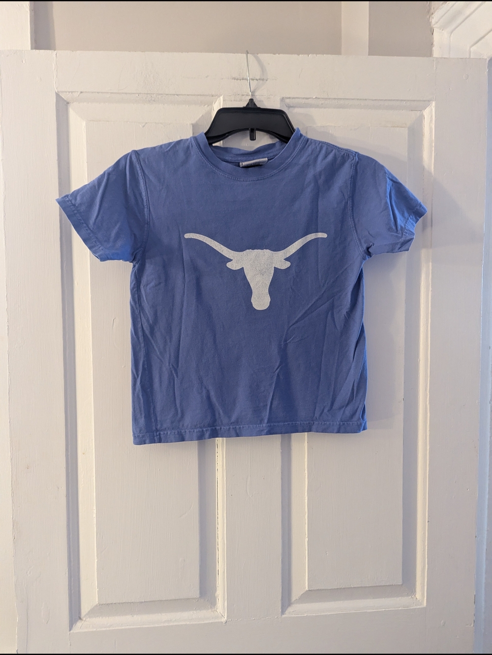 Kids Blue Short-Sleeve Tee with White Longhorn Graphic